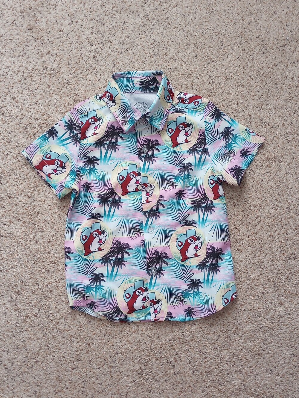 Buc-ee's Tropical Hawaiian Collar Shirt Toddlers Boy's 2T Vacation Travel Summer